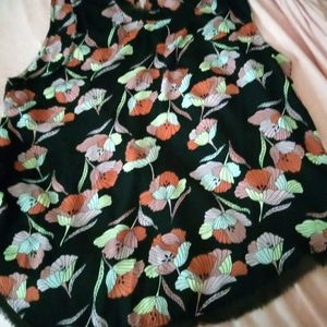 Black pink tropical xxl frayed hem and neckline button closing at back